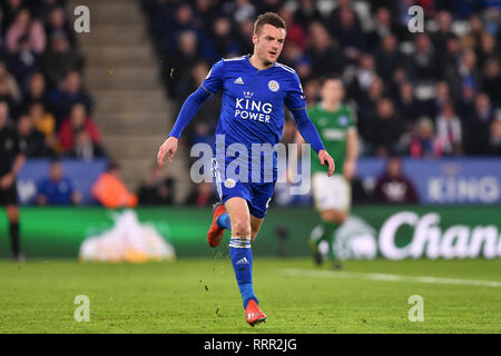 LEICESTER, UK, 26. Februar Leicester City, Jamie Vardy (9) Während der Premier League Match zwischen Leicester City und Brighton und Hove Albion für die King Power Stadion, Leicester am Dienstag, 26. Februar 2019. (Credit: Jon Hobley | MI Nachrichten & Sport Ltd) Stockfoto