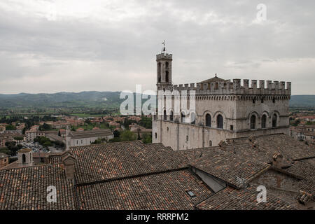 Palazzo dei Consoli, einem mittelalterlichen Gebäude in Gubbio, Umbrien, Italien Stockfoto