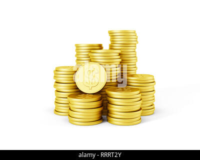 Stapel von Dollar Münzen Stockfoto