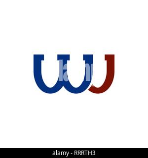 WJ Logo farbig isoliert. Buchstaben Symbol. Stock Vektor