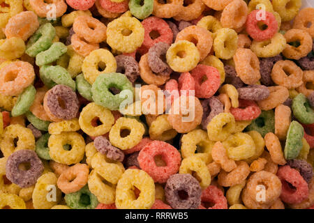 Nahaufnahme von Frucht-Schleife-Getreide-Ringe Stockfoto