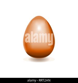 Glänzend realistische Vogelei mit Schatten. Ein braunes isoliert Close-up Ei. Symbol für Ostern. 3D-Darstellung. Hühnerei in der Ellipse Form auf einem weißen Stock Vektor