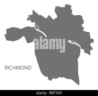 Richmond Virginia City Karte grau Abbildung Silhouette Stock Vektor