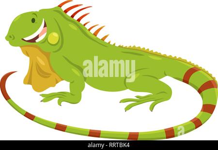 Cartoon Illustration von niedlichen Grüner Leguan Tier Charakter Stock Vektor