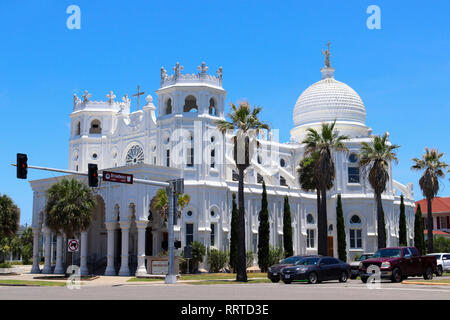 GALVESTON, Texas, USA - Juni 8, 2018: Heiliges Herz der Katholischen Kirche. Historische Sehenswürdigkeiten in Galveston Galveston Island, Texas Gulf Coast. Stockfoto