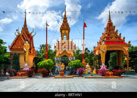 Khmer Architektur an der Xiem kann Pagode, Bac Lieu, Vietnam Stockfoto