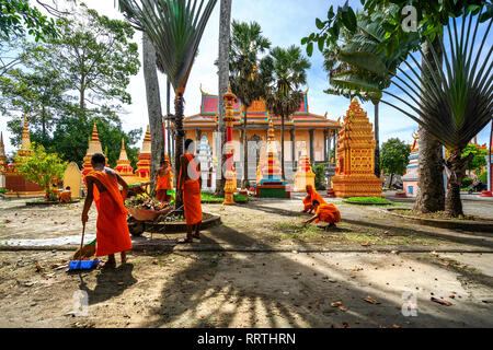 Khmer Architektur an der Xiem kann Pagode, Bac Lieu, Vietnam Stockfoto