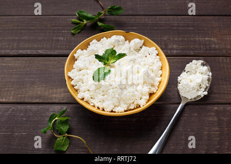 Frischer hausgemachter Hüttenkäse Stockfoto