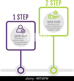 Moderne und einfache flache Vector Illustration. Infografik Vorlage mit zwei Punkten, Elemente, Plätze, Prozentsätze. Für Unternehmen entwickelt, Präsentationen Stock Vektor