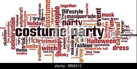 Kostüm Party word cloud Konzept. Vector Illustration Stock Vektor