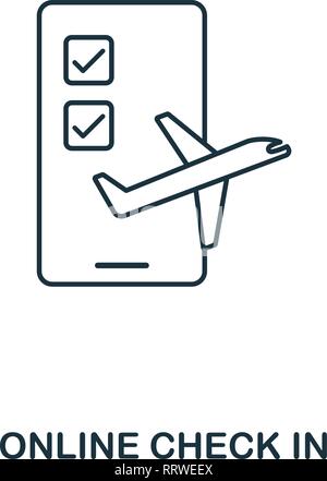 Online im Symbol prüfen. Übersicht thin line style vom Flughafen icons Collection. Pixel Perfect Online im Symbol für Web Design, Apps, Software zu Prüfen, Drucken Stock Vektor