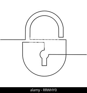 Sperren, die von einem Unauflöslichen Linie auf einem weißen Hintergrund dargestellt. Vektor Stock Vektor