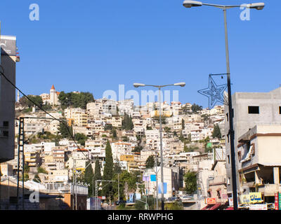 Nazareth, Israel - 23. Mai 2013: Wahrzeichen von Nazareth, Überblick über Gebäude und Sehenswürdigkeiten von Nazareth. Stockfoto