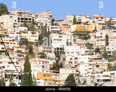 Nazareth, Israel - 23. Mai 2013: Wahrzeichen von Nazareth, Überblick über Gebäude und Sehenswürdigkeiten von Nazareth. Stockfoto