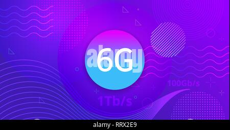 6G Neue Generation der mobilen Kommunikation Netzwerke wlan Technologie. Futuristische gradient Vector Illustration von glodal high speed mobile s Stock Vektor