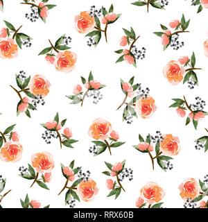 Nahtlose Muster auf weißem Hintergrund mit abstrakten Blumen für ihr Design, Tapeten, textile Isoliert, Geschenkpapier und andere. Stockfoto
