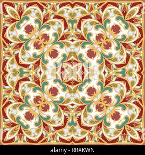 Helle Farbe Muster im orientalischen Stil. Platz Ornament für Schals, Umschlagtücher oder Kissen. Vector Illustration. Stock Vektor
