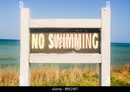 Kein Schwimmen Schild am Schornstein bluffs State Park Stockfoto