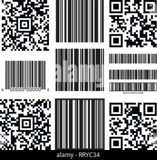 Vektor Barcode-Etiketten. Satz von Barcode symbole auf weißem Hintergrund. Bar Code business Symbole für Shopping Abbildungen Stock Vektor