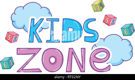 Happy Kids Zone Wort label in den Wolken Stock Vektor