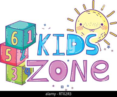 Bausteine zahlen Spielzeug mit Sun Kawaii Stock Vektor