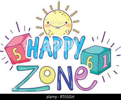 Bausteine zahlen Spielzeug mit Sun Kawaii Stock Vektor