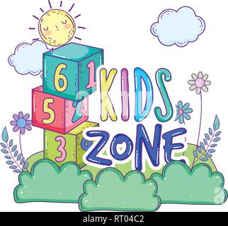 Bausteine zahlen Spielzeug mit Sun Kawaii Stock Vektor