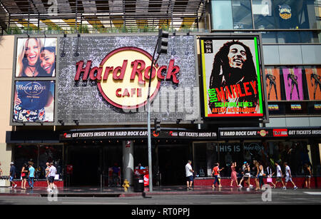 Hard Rock Cafe am Hollywood Boulevard in Los Angeles, Kalifornien. Stockfoto