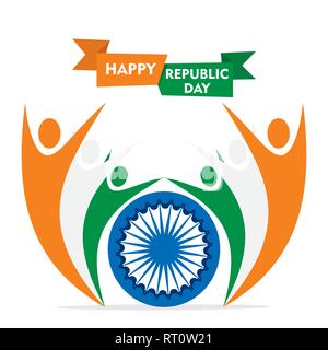 Glücklich, Tag der Unabhängigkeit von Indien illustration Vektor, Leute feiern Tag der Unabhängigkeit poster Design Stock Vektor
