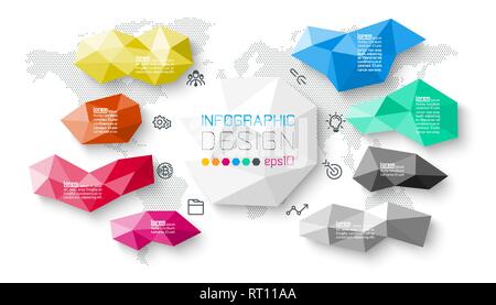 Balkenbeschriftungen Infografik mit 8 Schritten. Stock Vektor