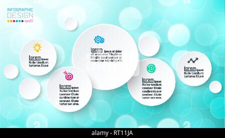 Kreise Infografiken mit Blasen Seife auf rosa Hintergrund. Stock Vektor