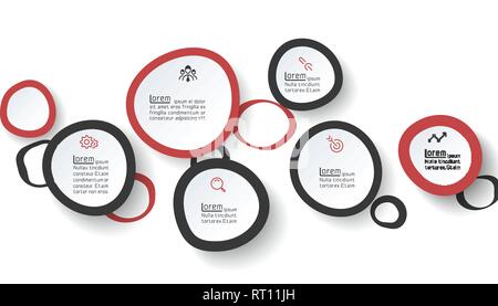 Sechs griff Kreise Infografiken. Stock Vektor