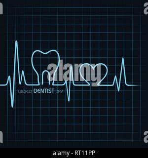 Welt Zahnarzt Tag Design, 6. März, Vektor, Abbildung Stock Vektor