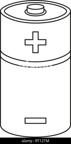 Line Art Schwarz und Weiß D Typ Batterie Stock Vektor