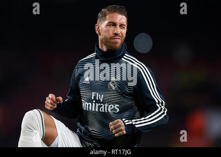 BARCELONA, 06-02-2019. Copa del Rey 2018/ 2019, Halbfinale. Barcelona-Real Madrid. Madrid während des Spiels Barcelona 1-1 Real Madrid Stockfoto