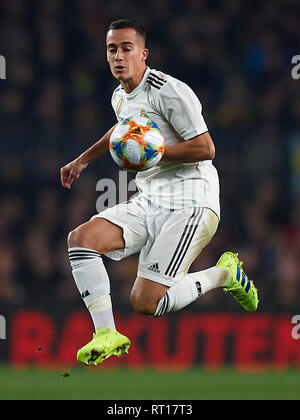 BARCELONA, 06-02-2019. Copa del Rey 2018/ 2019, Halbfinale. Barcelona-Real Madrid. Lucas Vazquez von Real Madrid während des Spiels Barcelona 1-1 Real Madrid Stockfoto