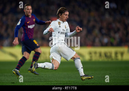 BARCELONA, 06-02-2019. Copa del Rey 2018/ 2019, Halbfinale. Barcelona-Real Madrid. Luka Modric von Real Madrid während des Spiels Barcelona 1-1 Real Madrid Stockfoto