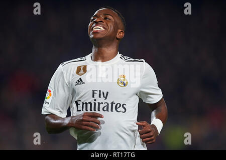 BARCELONA, 06-02-2019. Copa del Rey 2018/ 2019, Halbfinale. Barcelona-Real Madrid. Vinicius Junior von Real Madrid während des Spiels Barcelona 1-1 Real Madrid Stockfoto