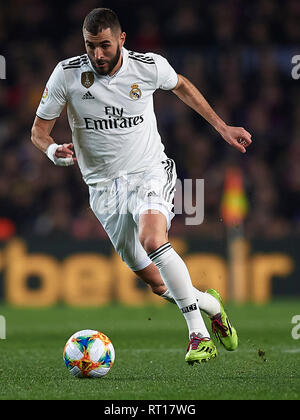 BARCELONA, 06-02-2019. Copa del Rey 2018/ 2019, Halbfinale. Barcelona-Real Madrid. Karim Benzema von Real Madrid während des Spiels Barcelona 1-1 Real Madrid Stockfoto