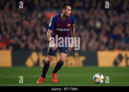 BARCELONA, 06-02-2019. Copa del Rey 2018/ 2019, Halbfinale. Barcelona-Real Madrid. Sergio Busquets des FC Barcelona während des Spiels Barcelona 1-1 Real Madrid Stockfoto