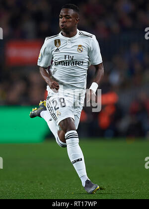 BARCELONA, 06-02-2019. Copa del Rey 2018/ 2019, Halbfinale. Barcelona-Real Madrid. Vinicius Junior von Real Madrid während des Spiels Barcelona 1-1 Real Madrid Stockfoto