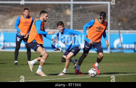 Gelsenkirchen, Deutschland. 27 Feb, 2019. firo: 27.02.2019, Fußball, 1.Bundesliga, Saison 2018/2019, FC Schalke 04, Ausbildung, BENTALEB, GOLLER, STAMBOULI | Verwendung der weltweiten Kredit: dpa/Alamy leben Nachrichten Stockfoto