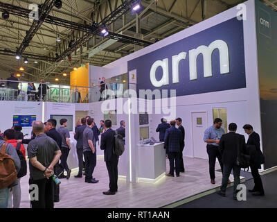 Barcelona, Spanien. 26. Februar, 2019. ARM stehen und Teil der Atmosphäre an MWC2019, Kredit: Jovana und Miodrag Kuzmanović/Alamy leben Nachrichten Stockfoto