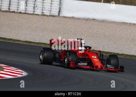 Montmelo, Barcelona - Spanien. 27 Uhr Februar 2019. Sebastian Vettel von Deutschland fahren die (5) die Scuderia Ferrari SF 90 am Anschluss am Tag sechs der F1 Winter Testen Stockfoto