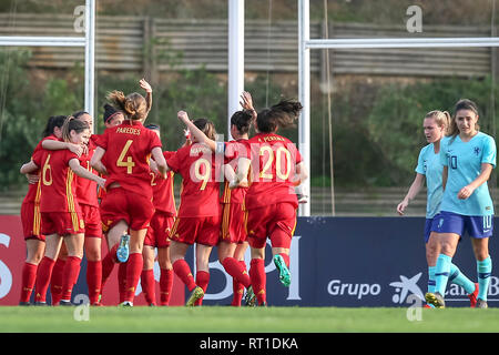 PARCHAL GEFÜHRT, 27-02-2019, Bela Vista Municipal Stadium, Algarve Cup 2019, Niederlande - Spanien (Frauen), 1-0 für Spanien während des Spiels Niederlande - Spanien (Frauen) Stockfoto