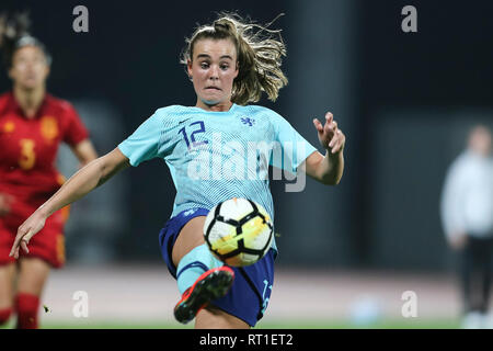 PARCHAL GEFÜHRT, 27-02-2019, Bela Vista Municipal Stadium, Algarve Cup 2019, Niederlande - Spanien (Frauen), Niederlande player Jill Roord während des Spiels Niederlande - Spanien (Frauen) Stockfoto