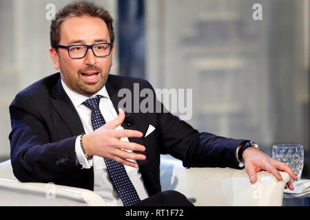 Alfonso Bonafede Rom 27. Februar 2019. Der italienische Minister für Justiz wird als Gast in der TV-Show Porta a Porta Foto Samantha Zucchi Insidefoto Stockfoto