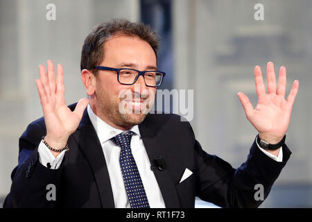 Alfonso Bonafede Rom 27. Februar 2019. Der italienische Minister für Justiz wird als Gast in der TV-Show Porta a Porta Foto Samantha Zucchi Insidefoto Stockfoto