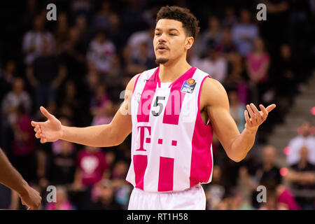 Bonn, Deutschland. 27 Feb, 2019. Bonn, Deutschland, 27. Februar 2019, Basketball, BBL, Bundesliga Telekom Baskets Bonn vs. Eisbaeren unterlagen Bremerhaven: Jarelle Reischel (Bonn) Gesten. Credit: Jürgen Schwarz/Alamy leben Nachrichten Stockfoto