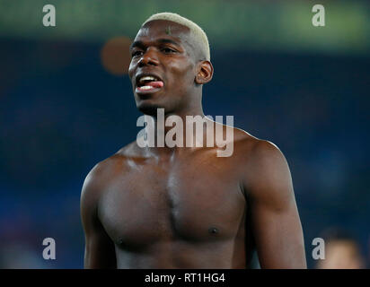 London, Großbritannien. 27 Feb, 2019. Paul Pogba von Manchester United in die englische Premier League zwischen Crystal Palace und Manchester United am Selhurst Park Stadium, London, England am 27. Feb 2019. Credit: Aktion Foto Sport/Alamy leben Nachrichten Stockfoto